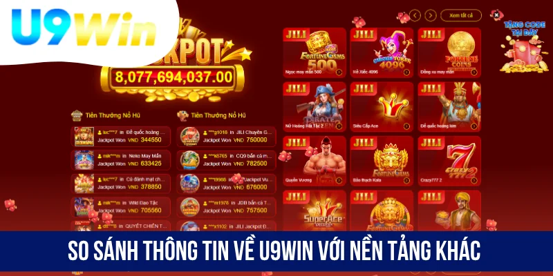 So sánh thông tin về U9WIN với nền tảng khác